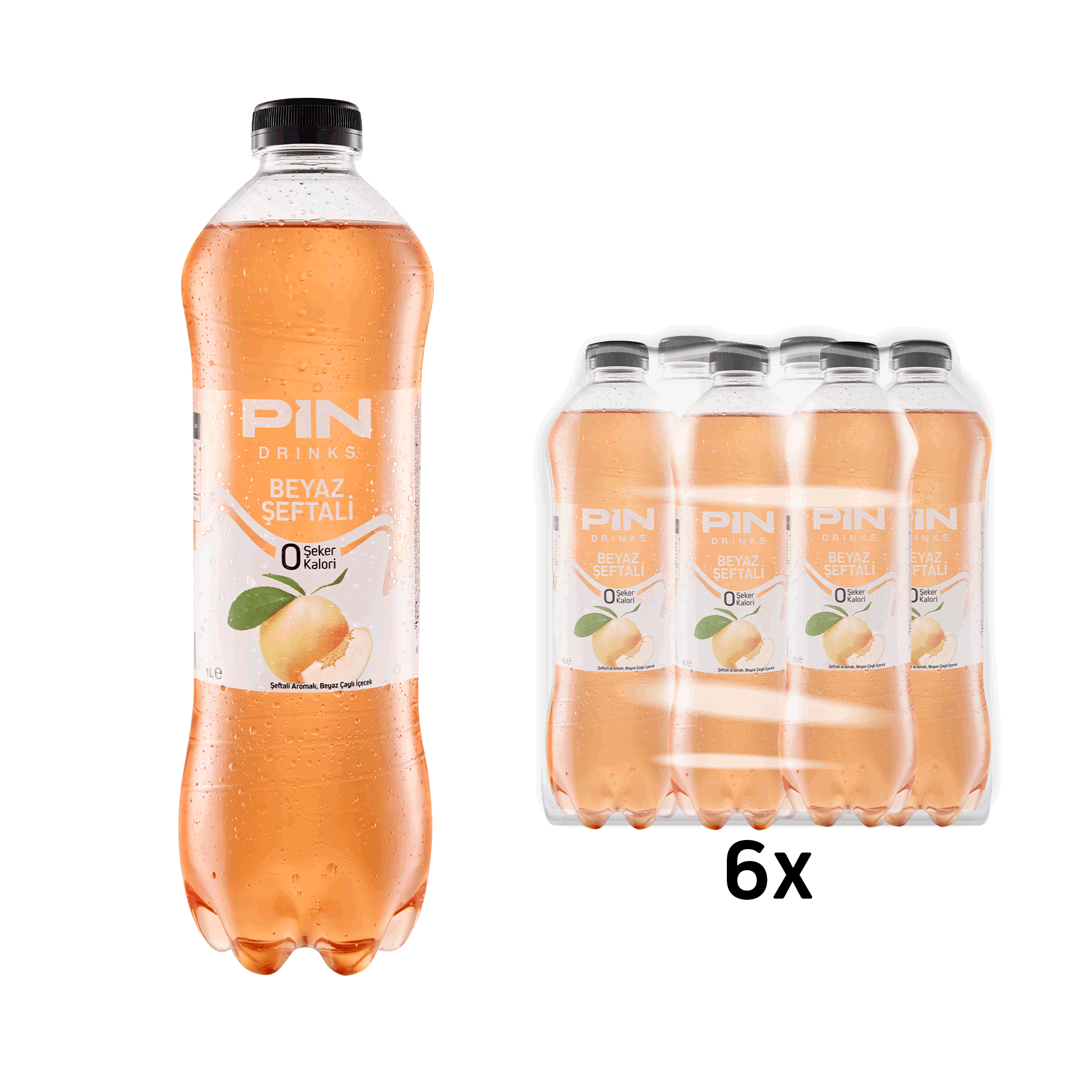 6 x White Peach 1 Liter Pet