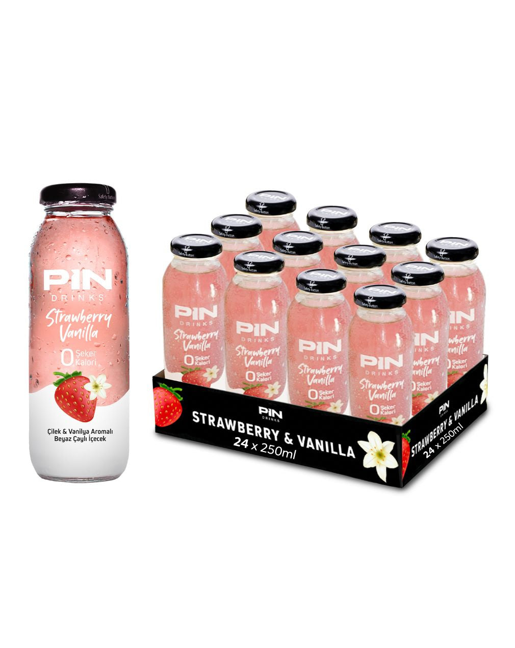 24 x Strawberry & Vanilla 250 ml GLASS